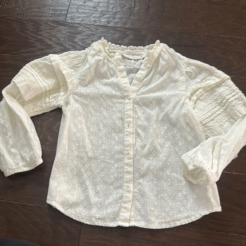 Zara Girls White Button Down Blouse size 8